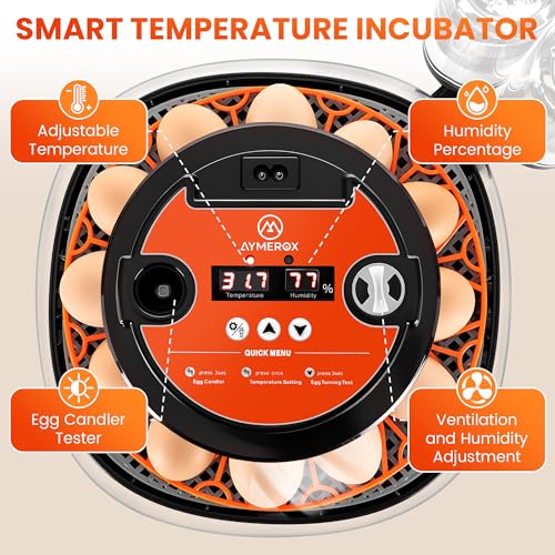 12 Egg Incubator for Hatching - Chicken, Duck, Quail & Goose – Automatic Egg Turner, Temperature & Humidity Control, Digital LED Display, Auto Water Refill System – Starter Kit with Plush Chick House