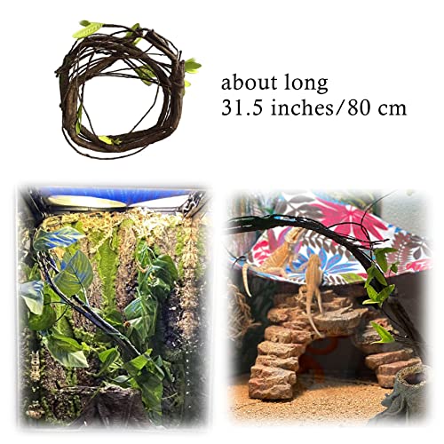 4 PCS Bearded Dragon Hammock,Lizard Lounger Reptile Natural Seagrass Hammocks Climb Vines Plant Decoration Terrarium Accessories for Lizards Chameleon Gecko Snakes Crown Geckos