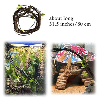 4 PCS Bearded Dragon Hammock,Lizard Lounger Reptile Natural Seagrass Hammocks Climb Vines Plant Decoration Terrarium Accessories for Lizards Chameleon Gecko Snakes Crown Geckos