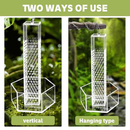 Chameleon Feeding Bowl, Hanging Transparent Acrylic Bearded Dragon Feeder, Hookable Lizard Feeder, Column for Insects to Climb Suitable for Lizard, Iguana, Gecko,Bearded Dragon