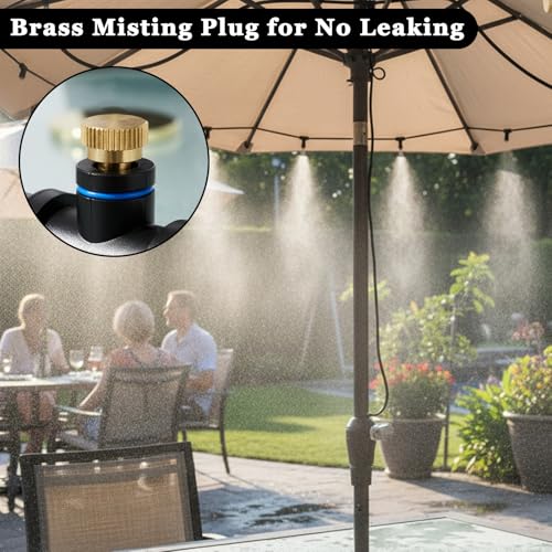 Misting Nozzles, 12 Pcs Mister Nozzles with O Ring, Mist Nozzle Brass Misting Heads Mister Parts Accessories for Garden Greenhouse Patio Outdoor Cooling System