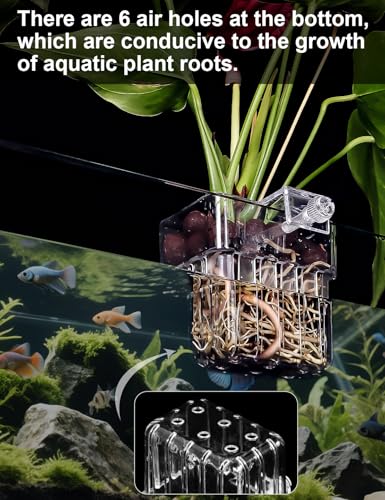 2 Pack Clear Aquarium Plant Holder Top Hanging Fish Tank Plant Holders Fits up to 0.8in Tank Edges, Aquarium Décor - color: Square-White