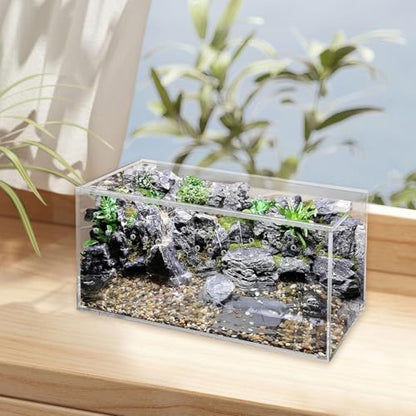 Reptile Terrarium Breeding Box Ventilated Container Enclosure for Lizards Terrapin Crayfish Snake- 20.3cmx10.2cmx10.2cm