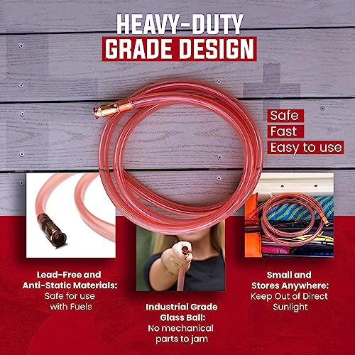 1/2” x 8’ Self-Priming Shaker Jiggler Siphon Hose, FlowPro Siphon Gas & Fuel Transfer Pump, Gas Can Siphon for Boats, Jet Ski, Pontoon. Water Siphon Pump for Hot Tub Drain and Cold Plunge | 4 GPM - size: 1/2” x 8 Foot