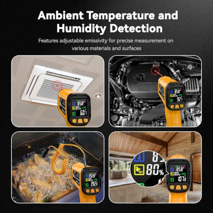 Infrared Thermometer Gun -58°F to 1796°F, 50:1 Temperature | Gun with K-Type Probe -4°F to 932°F for Cooking, Pizza Oven, Griddle, BBQ, HVAC, Automotive, Home & Industrial Use