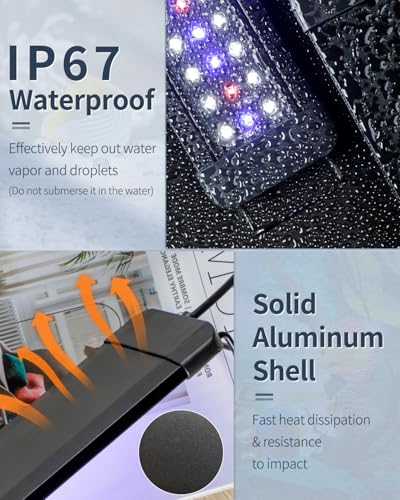 Pawfly 6 W Aquarium LED Light for 6" to 10" Fish Tanks Extendable Fish Tank Light with Full Spectrum Brilliant White Blue Red Lights with Daytime & Night Modes and Adjustable Brightness - color: Basic, size: 6"-10"