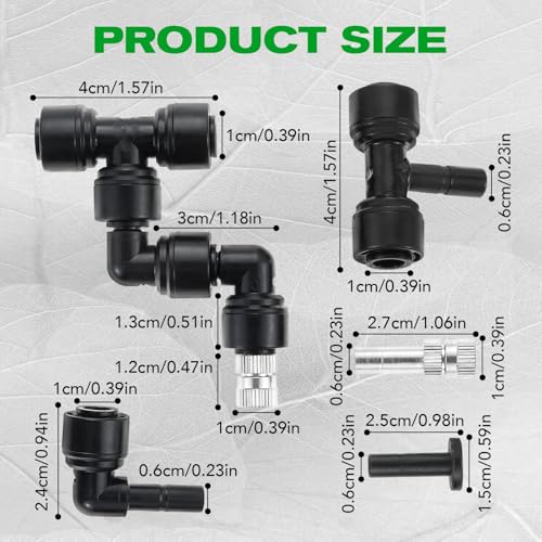4 Pack Reptile Mister Nozzles, 1/4'' Adjustable Reptile Misting Nozzles | 360°Reptile Fogger Fine Mist Nozzles for Full Water Coverage, Reptile Terrarium Tank, Garden Patio Greenhouse