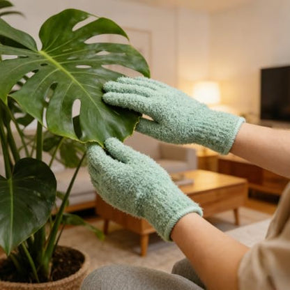 Microfiber Gloves for Plants,4Pairs Reusable Plant Gloves Dusting Washable Mittens Cleaning Glove Microfiber Dusters for House Furniture Blinds Kitchen Plants