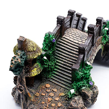 NA Aquarium Ornament Resin Arch Bridge Tree Pavilion Artificial Bridge Model for Garden Decor Fish Tank Landscape Accessories