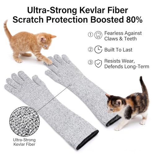 Pet Handling Gloves Cut Resistant Garden Sleeves 15.5” Extra-Long Cat Grooming Arm Sleeve Anti-Scratch Bite Resistant Protective Sleeves Arm Guards for Men Women Gardening Cutting Pet Grooming (1pair)