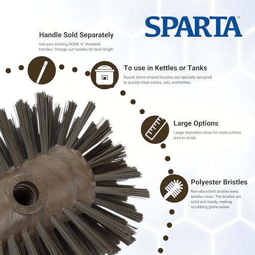SPARTA Kettle Brush, Essential Scrubber with Flared Head for Cleaning Tanks and Kettles, 5.25" x 7.5", Brown - color: Brown