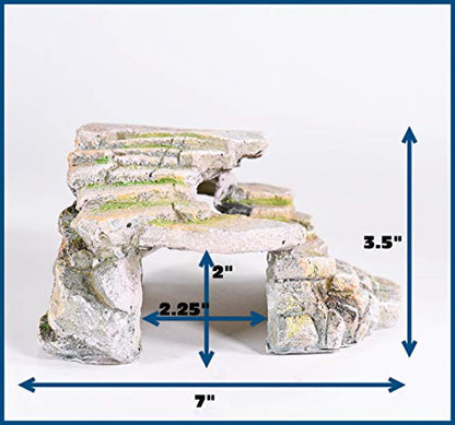 PENN-PLAX Reptology Shale Scape Step Ledge & Cave Hideout – Basking Area - Decorative Resin for Aquariums & Terrariums – Great for Reptiles, Amphibians, and Fish – Medium - size: Medium
