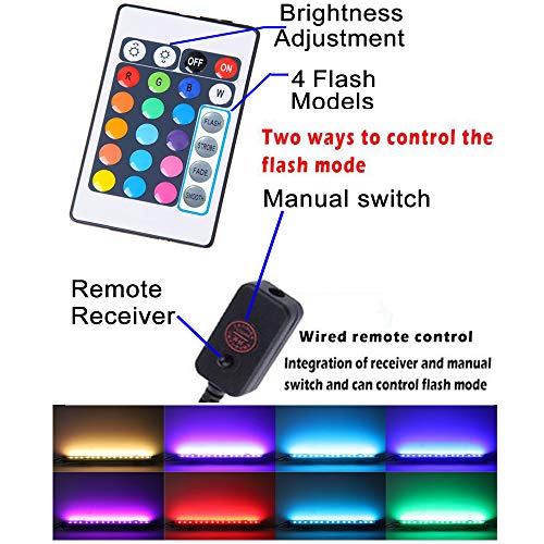 Aquarium Air Bubble Light, RGB LED Fish Tank Light with 16 Colors & 4 Modes, Remote Control, IP68 Submersible Aquarium Lamp for Turtle Tank, Betta, Shrimp