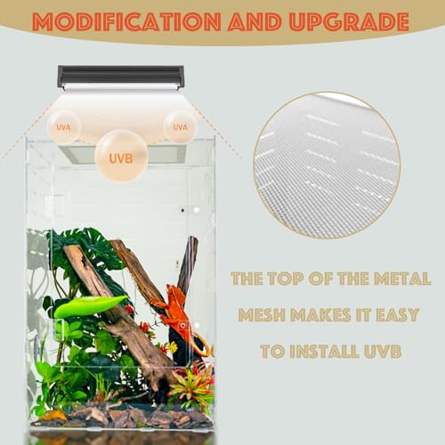 12x12x18 Acrylic Reptile Enclosure - 10 Gal Clear Terrarium | Full acrylic transparency at a larger size without the weight or fragility of glass - size: 12"12"18"
