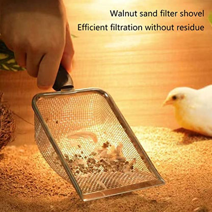 Reptile Stainless Steel Sand Scoops Metal Shovel Sifter Fine Mesh Terrarium Substrate Cleaner Corner Sifter Cleaner