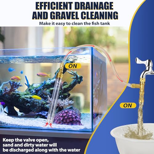 Gravel Vacuum for Aquarium Water Changer Fish Tank Cleaning Tools, Siphon Universal Quick Pump Aquarium Water Changing (30ft) - size: 30ft