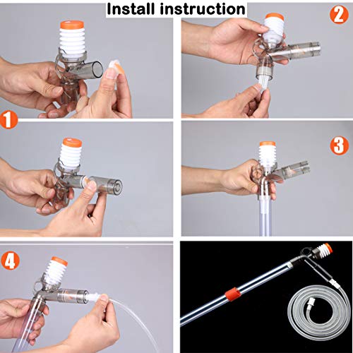 Aquarium Gravel Cleaner Siphon Fish Tank Vacuum Cleaner for Absorb Dirt Wash Sand Algae Scrapers Water Changer Gravel Washer for Fish Tank Cleaning Gravel and Sand (Normal Version) - size: 5 Piece Set