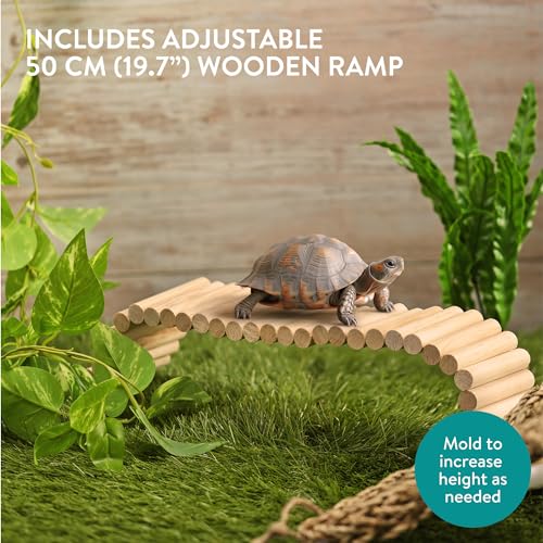 Navaris Bearded Dragon Habitat Essentials - Tank Accessories Set of 5 - Reptile Hammock Adjustable Wooden Ramp DIY Rope Plants - Ideal for Lizard & Gecko Tank