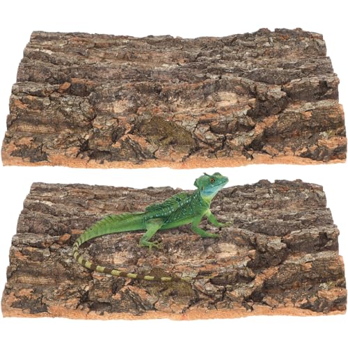TOYANDONA 2pcs Natural Cork Bark Terrarium Background - 11. 8x7. 9in Reptile Climbing Mat Hideout, Habitat Decor for Bearded Dragon Lizard Gecko Spider Turtle Tank Supplies