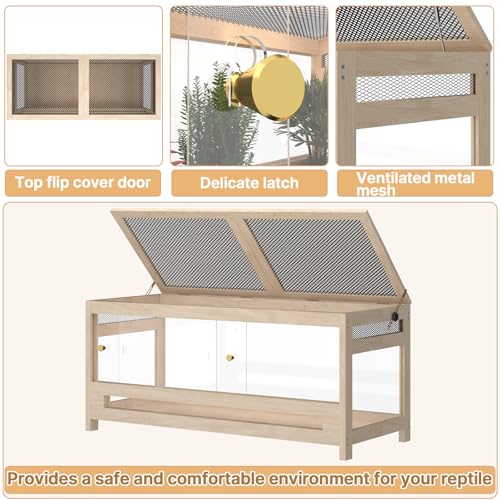 80 Gallon Reptile Tank 4x2x2 Reptile Enclosure – Large Bearded Dragon Tank with Mesh Top, Reptile Habitat & Snake Enclosure for Lizards
