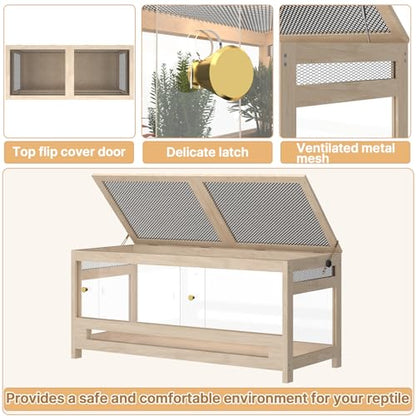 80 Gallon Reptile Tank 4x2x2 Reptile Enclosure – Large Bearded Dragon Tank with Mesh Top, Reptile Habitat & Snake Enclosure for Lizards