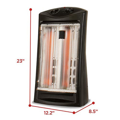 BLACK+DECKER Infrared Radiant Quartz Tower Heater, BHTI06, Black | 1500W Personal Space Heater with Adjustable Thermostat, 2 Settings, For Home and Office, Safety Overheat Protection