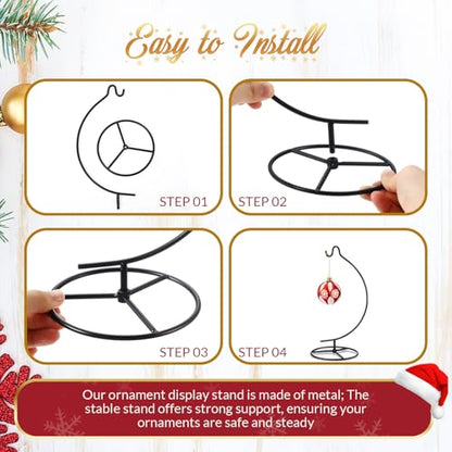 Ornament Display Stand Metal Hanger Christmas Home Office,Black | Ornament Holder for Glass Ball Air Plant Terrarium, Round Base Stand, Wedding Centerpiece Display, 10.43 Inch Height - color: Black