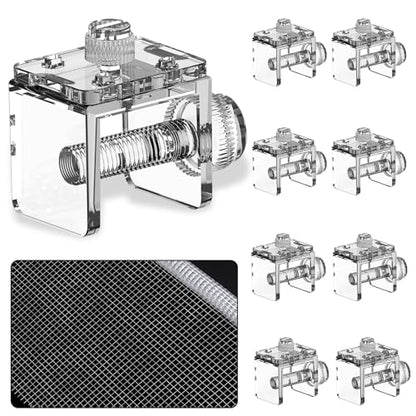 DIY Aquarium Hood 8pcs Aquarium Fish Tank Hood Screen Cover net Clip Holder and 2.15 Feet X 1.73 Feet Aquarium lid top net Kits Suitable for Rimless and rimed Tank