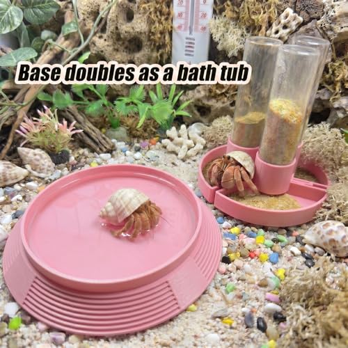 4-in-1 Hermit Crab Feeding Station - Integrated Nutrition and Hydration Center，3D-Printed Tank Accessories Made from Safe Materials, Suitable for Hermit Crabs and Small Reptiles. - color: Pink