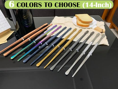 JETKONG 2 Pcs 14-Inch Food Tweezer Tongs Extra Long Stainless Steel Kitchen Tweezer Cooking Tweezers (Black) - color: Black, size: 14+14 Inch