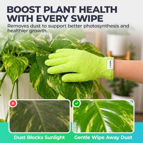 Flora Microfiber Dusting Gloves for Houseplants –Save Your Plants from Hidden Killers–Ultra-Gentle Microfiber