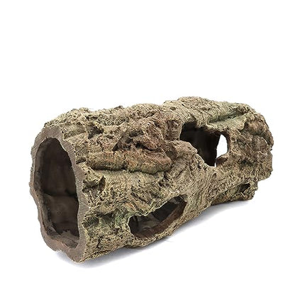 Reptile Terrarium Hideout Decor, Resin Wood Hide, Large | For Reptiles, Fish, Amphibians, Small Animals