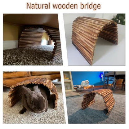 kathson Guinea Pig Wooden Bridge Ladder（15.8 x 7.9 in）, Wooden Flexible Hideout - Extra Large Wooden Rabbit Climbing Tunnel Hideaway for Bunny Guinea Pig Chinchillas Hedgehogs and Other Rodents - size: XL-Smooth(15.8 x 7.9 inches)