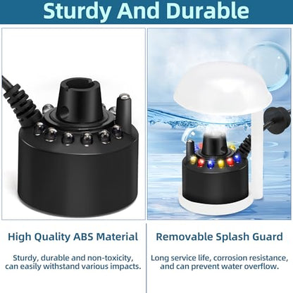 DaToo Mist Maker Mini Pond Fog Machine 12 Led Indoor Water Fountain Mister Fogger with Splashing Guard Atomizer Air Humidifier Ultrasonic Fogger for Water Feature Halloween and Other Holidays
