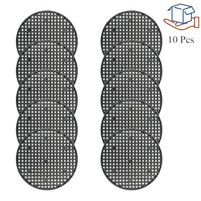 HAHIYO 10PCs 3.4Inch/8.5cm Black Round PP Plastic Flower Pot Hole Mesh Pad Bottom Grid Mat Bonsai Drainage mesh Hole Screens Gasket Prevent Soil Loss Breathable Gasket Drainage Netting for Bonsai - size: Round-3.4In-10P