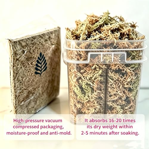 8OZ Compressed Dry Long Fiber Sphagnum Moss, Orchid Moss for Phalaenopsis, Carnivorous Plants & Reptile Terrariums
