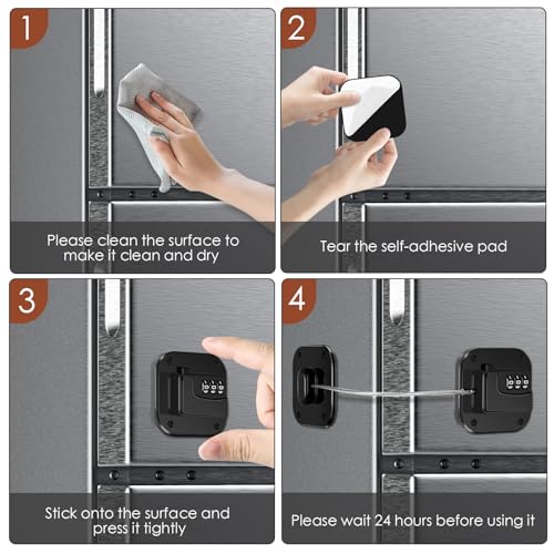 Refrigerator Lock, Combination Lock for Refrigerator Cabinets - color: Black