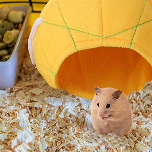 Jetec 2 Pcs Hamster Hammock Soft Bed Small Pet Animals Hamster Hanging House Cage Nest for Guinea Pig Rat Chinchilla Sleep and Play, Banana and Pineapple(Yellow) - color: Yellow