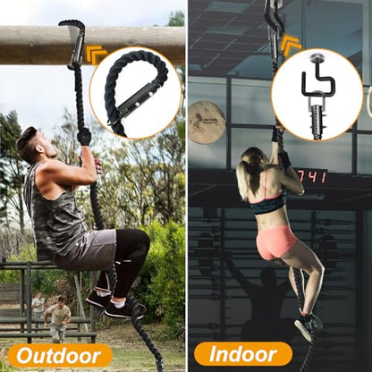 Climbing Rope Gym Workout - 1.5 Inch Dia 10FT 15FT 20FT 25FT 30FT 35FT 40FT 50FT Heavy Duty Work Out Rope Exercise Climbing Ropes for Adults Kids Fitness & Strength Training Outdoor & Indoor - Black - style: 1.5 Inch-30ft