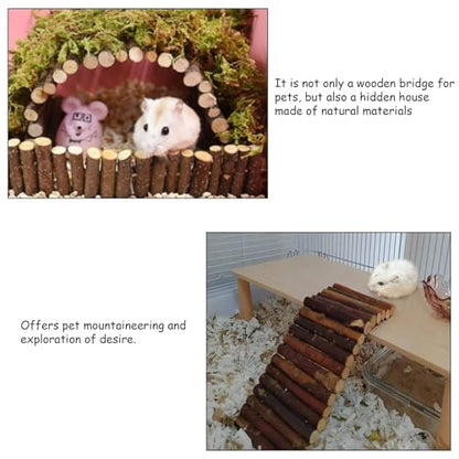 kathson 2 PCS Hamster Wooden Bridge Toys,11.02" L x 6.09" W Large Climbing Toy,Rat Ladder,Small Animal Chew Toys,Wood Hideout Tunnel for Chinchillas Guinea Pig Gerbils Ferret Syrian Hamster Squirrel - color: 2pcs