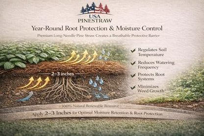 Long Needle Pine Straw Mulch - 300 Sqft Coverage 1 Set - Premium USA Harvested PineStraw for Landscaping, Weed Control, Moisture Retention & Erosion Control - USA Pinestraw - size: Pine Needle Mulch - 300 Sqft 1 set