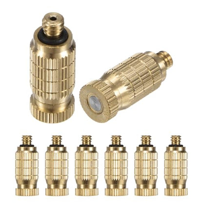 M METERXITY 8-Pack Brass Misting Nozzles, 0.004"/0.1mm Orifice Mister Nozzles Brass, High Pressure Spray Misting Nozzle Head for Outdoor Cooling System/Greenhouse/Landscaping [10/24 UNC] - size: 0.1mm