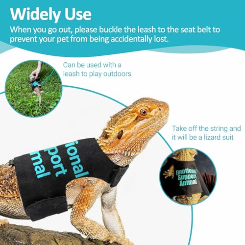 Bearded Dragon Lizards Clothes with Leash Set - Cute Lizard Reptile Small Animal Adjustable Harness Clothes for Walking Outdoor Security Costume Photo Prop(Blue - color: Blue