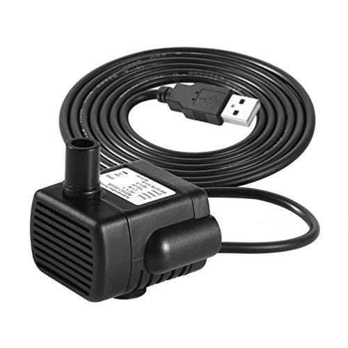 LEDGLE Mini USB Fountain Pump Compact Submersible Pumps Efficient 5V Water Pump for Small Pond, Fish Tank, Long Cord, 180L/H, Black - style: 180L/H
