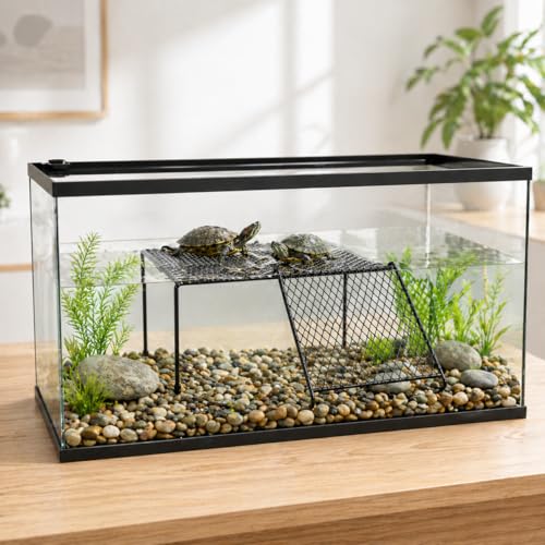 Turtle Basking Platform,Turtle Tank Accessories,Large Standing Dock for Aquatic Turtles Habitat Aquarium Tortoise Ramp Stand Topper Area Ramps Elevated Climbing Reptiles Resting Steel Overpass