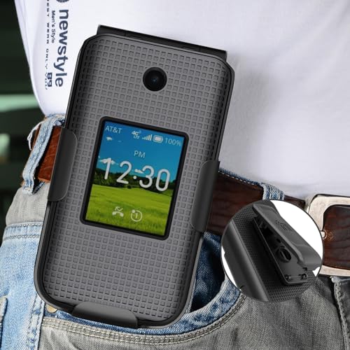 Holster Combo for Cricket Debut Flex Flip Phone Case Belt Clip - Rose Gold | Also Fits AT&T Cingular Flex 2, For Model U1030AA or U1030AC via 2023 - color: Rose Gold