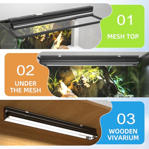 GlowUp 24W 10.0 T5 UVB Reptile Light Fixture Combo Kit 22inch Reptile Lamp Terrarium Hood 10.0 UVB Light for Bearded Dragon Reptiles Tropical Desert-Dwelling Lizards and Tortoises