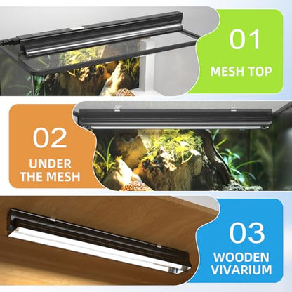 GlowUp 24W 10.0 T5 UVB Reptile Light Fixture Combo Kit 22inch Reptile Lamp Terrarium Hood 10.0 UVB Light for Bearded Dragon Reptiles Tropical Desert-Dwelling Lizards and Tortoises