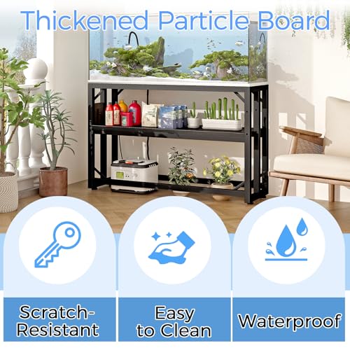 METYERRY 55 Gallon Fish Tank Stand with Power Outlet,Adjustable Shelf | 860 LBS Heavy Duty Metal Frame, Fits Fish Tanks Reptile Tanks and Turtle Tanks, Water Resistant Board, Home Aquarium Setup - color: Black, size: 55 Gallon