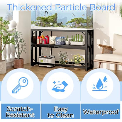 METYERRY 55 Gallon Fish Tank Stand with Power Outlet,Adjustable Shelf | 860 LBS Heavy Duty Metal Frame, Fits Fish Tanks Reptile Tanks and Turtle Tanks, Water Resistant Board, Home Aquarium Setup - color: Black, size: 55 Gallon